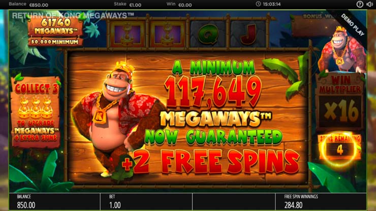 Return of Kong Free Spins bonus.